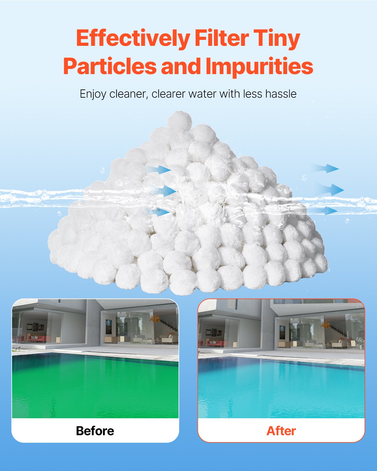 Baseino filtrų kamuoliukai VEVOR F7, 2 kg