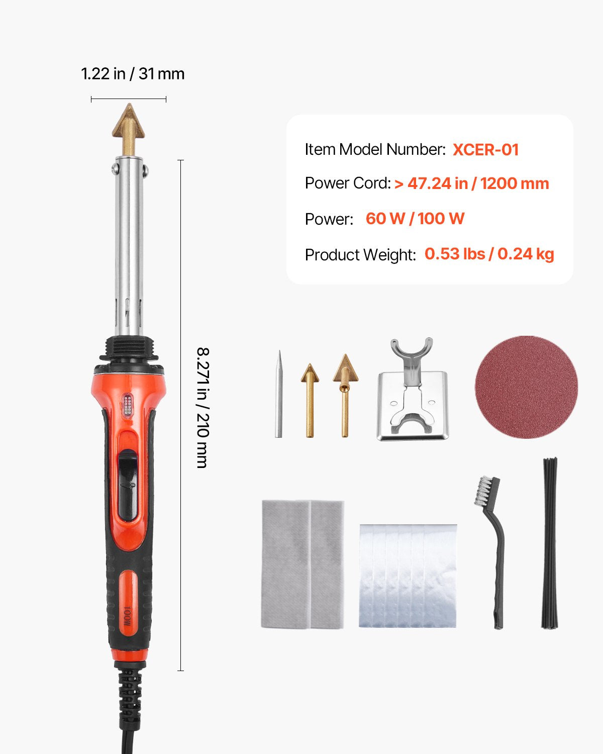 Plastiko lituoklis VEVOR XCER-01, 60W/100W