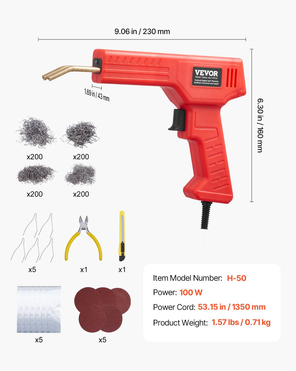 Plastiko suvirinimo aparatas VEVOR H-50, 100 W