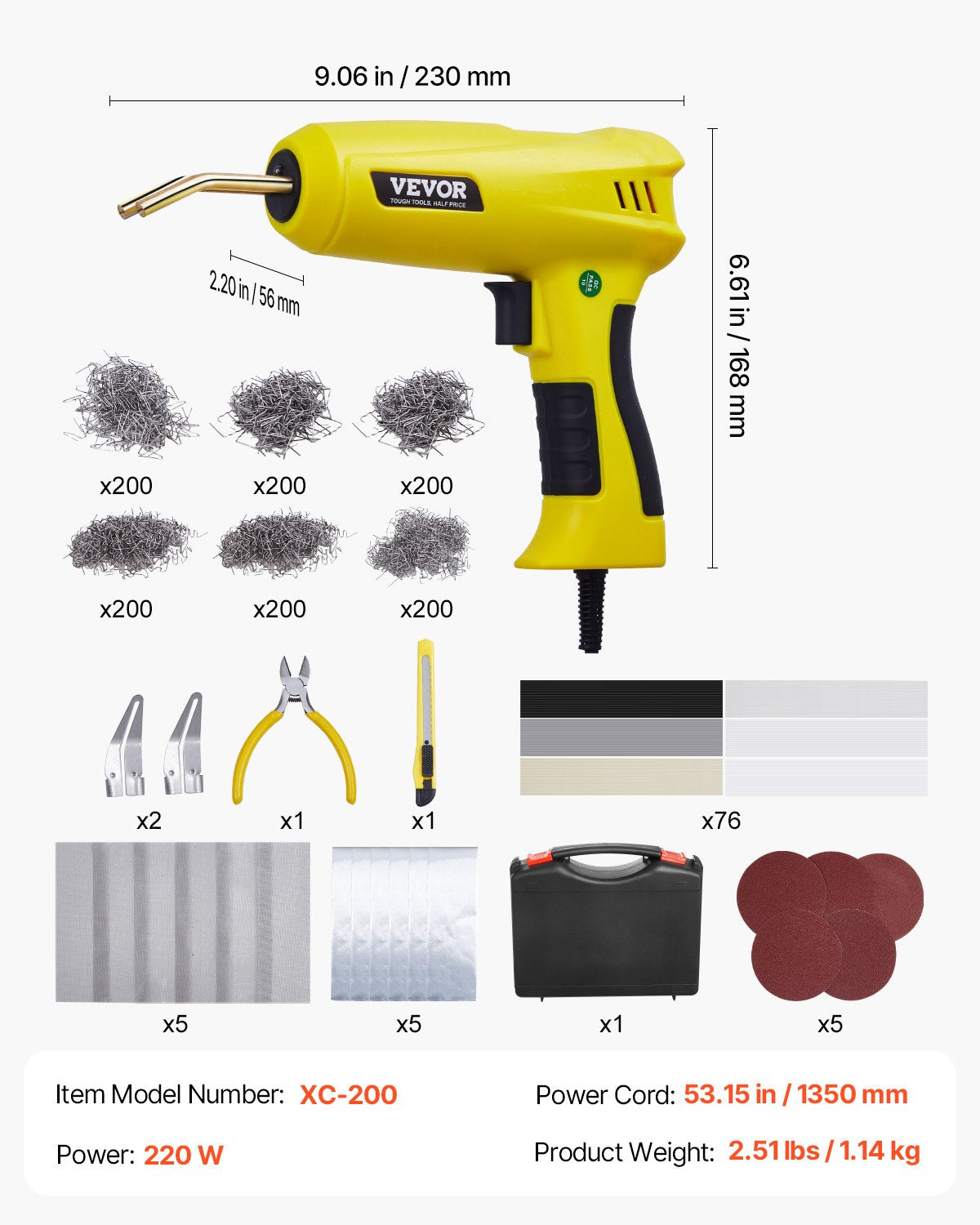 Plastiko suvirinimo aparatas VEVOR XC-200, 220W