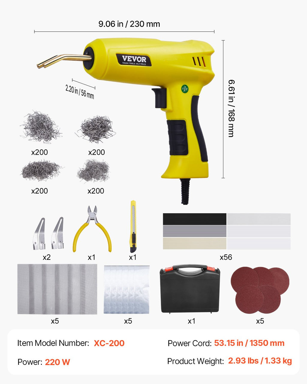Plastiko suvirinimo aparatas VEVOR XC-200, 220W