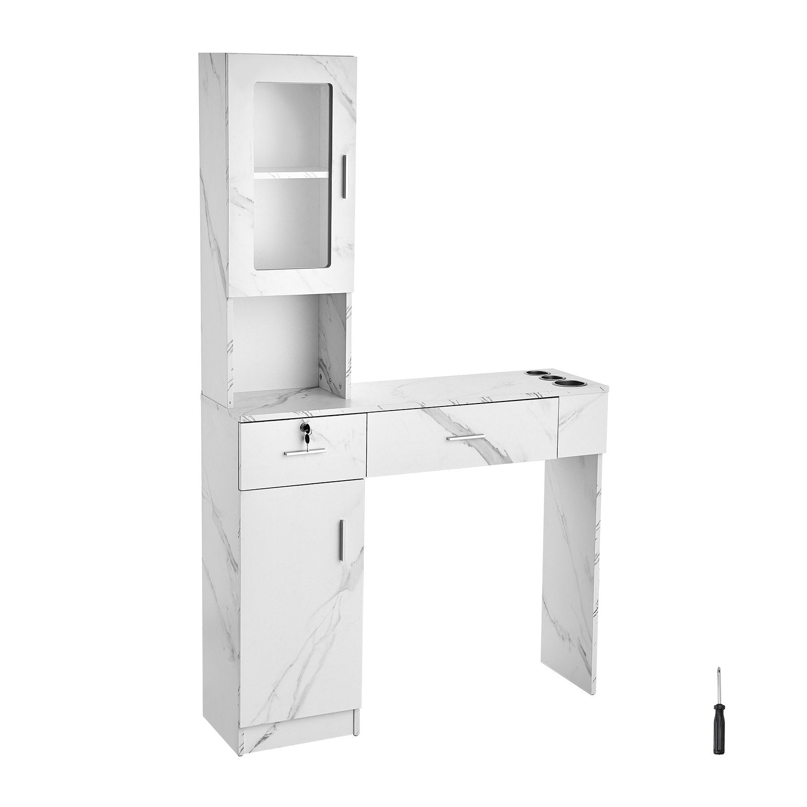 Sieninė kirpyklos darbo vieta VEVOR WC1003, balta