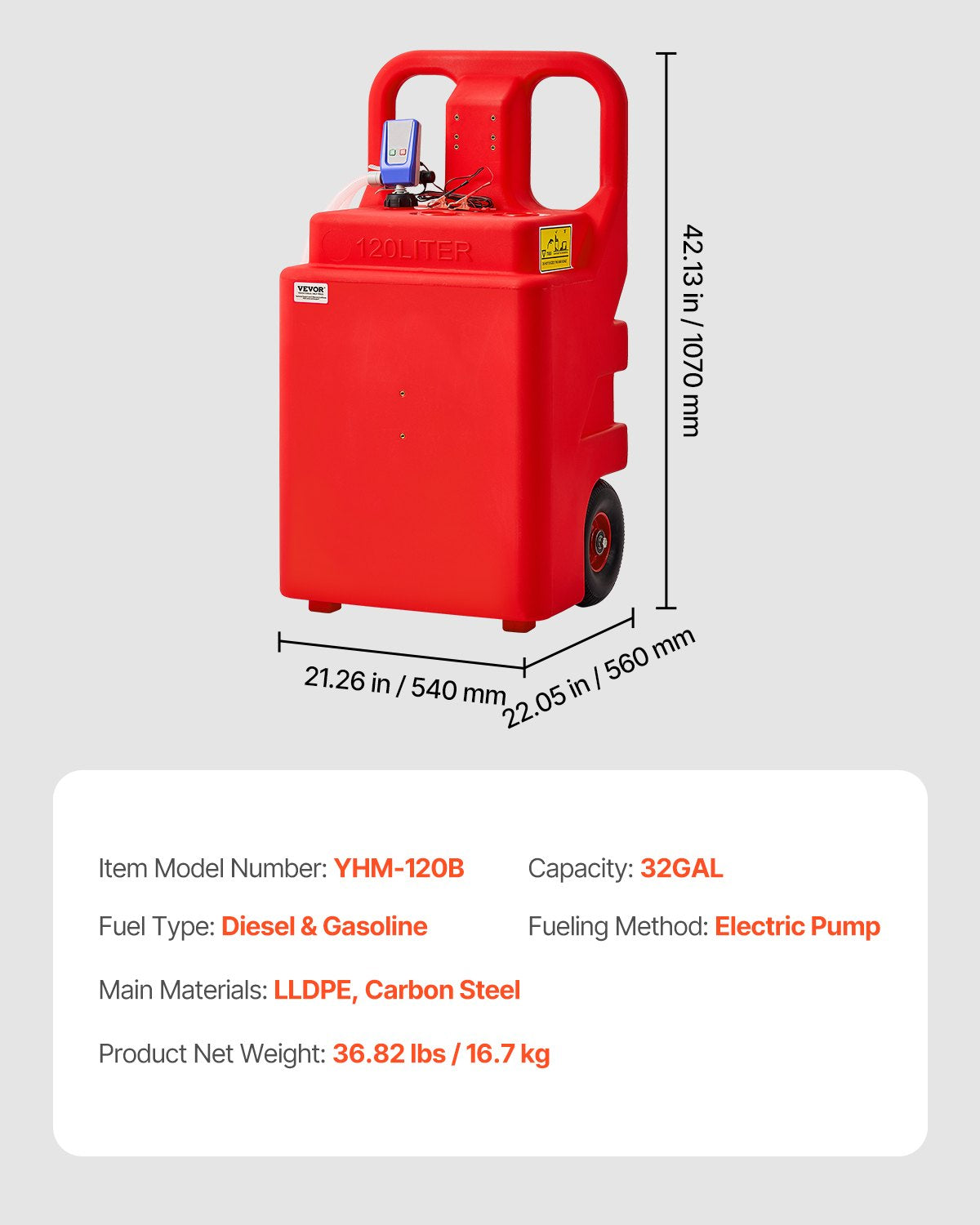 Mobili kuro talpa VEVOR YHM-120B, 121 l