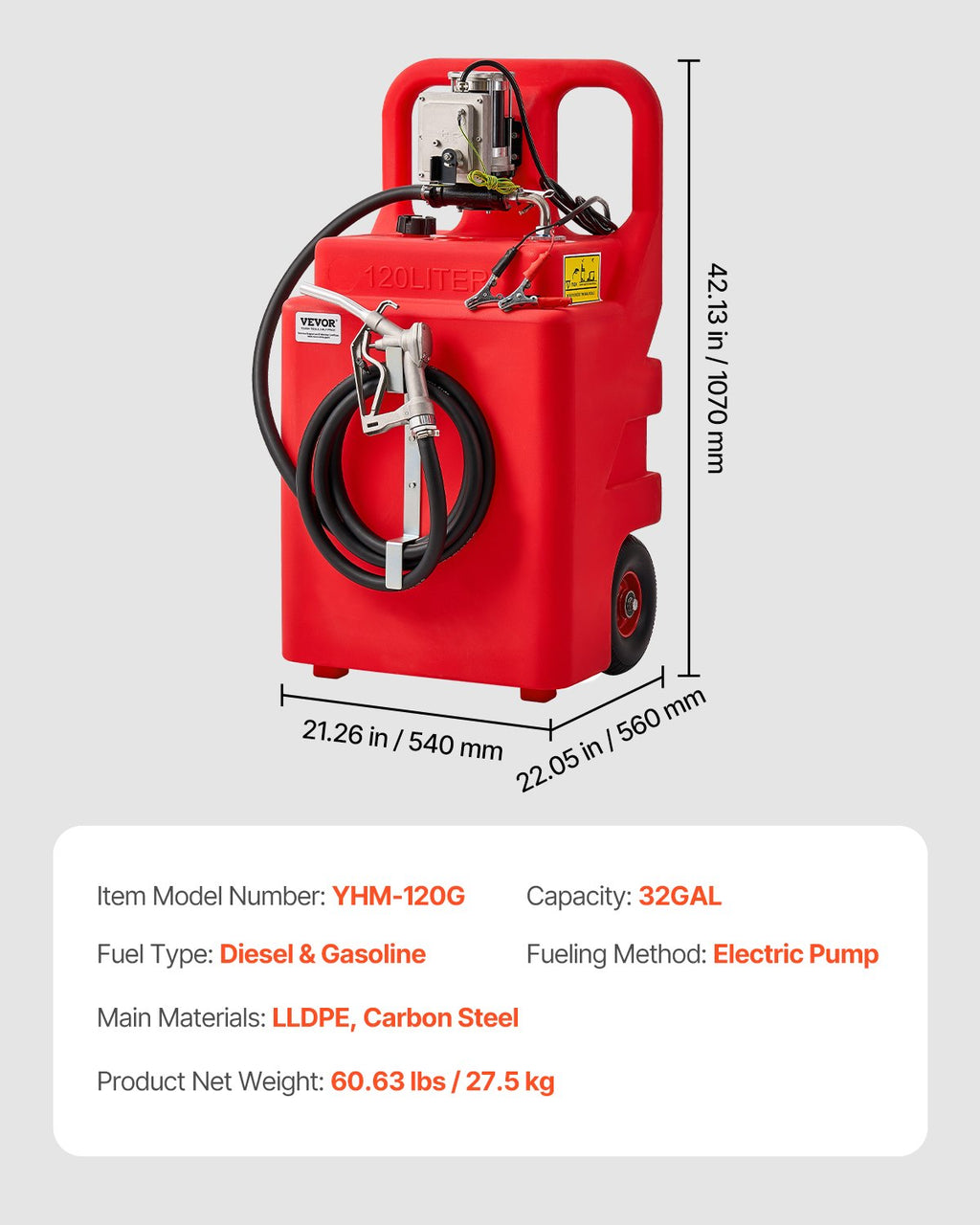 Mobili kuro talpa VEVOR YHM-120G, 120 l
