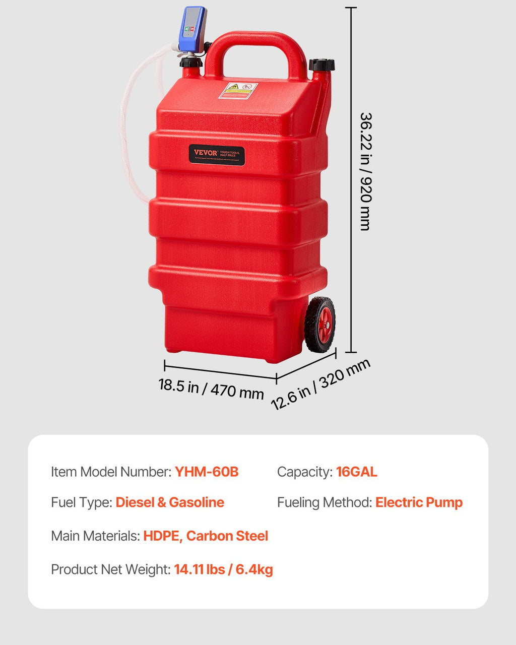 Mobili kuro talpa VEVOR YHM-60B, 60 l