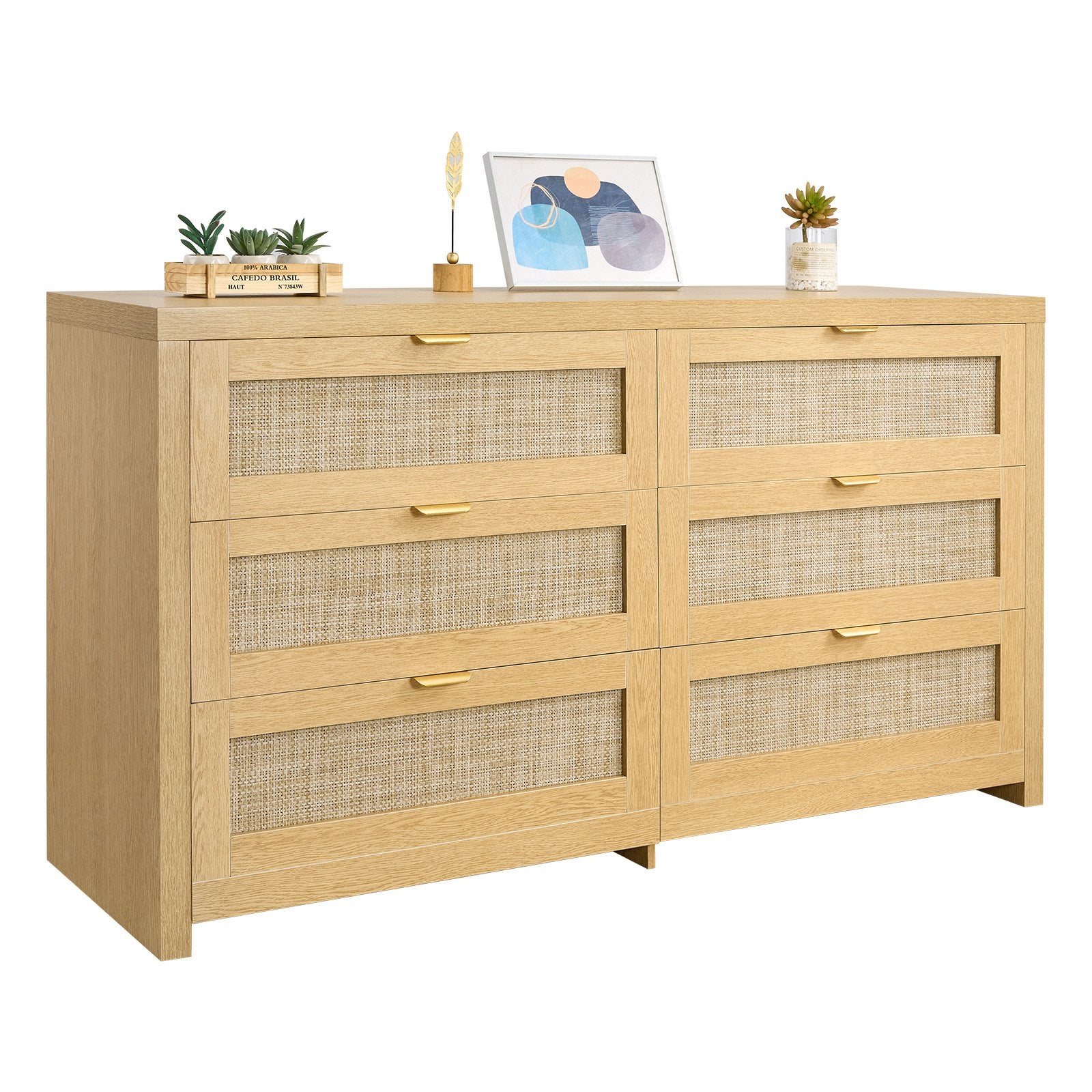 Komoda su ratano apdaila VEVOR KLTC-02, 6 stalčiai
