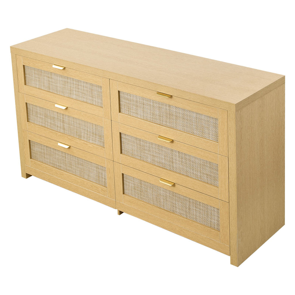 Komoda su ratano apdaila VEVOR KLTC-02, 6 stalčiai