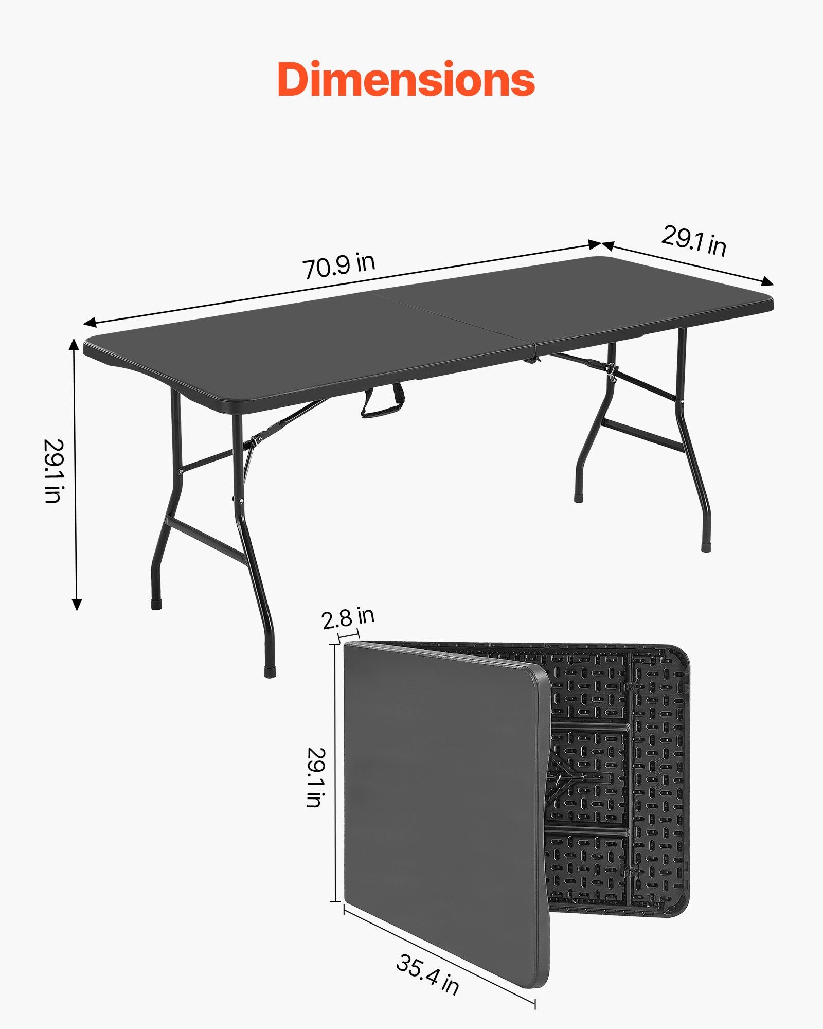 Sulankstomas stalas VEVOR SN-F180-16, 180 cm