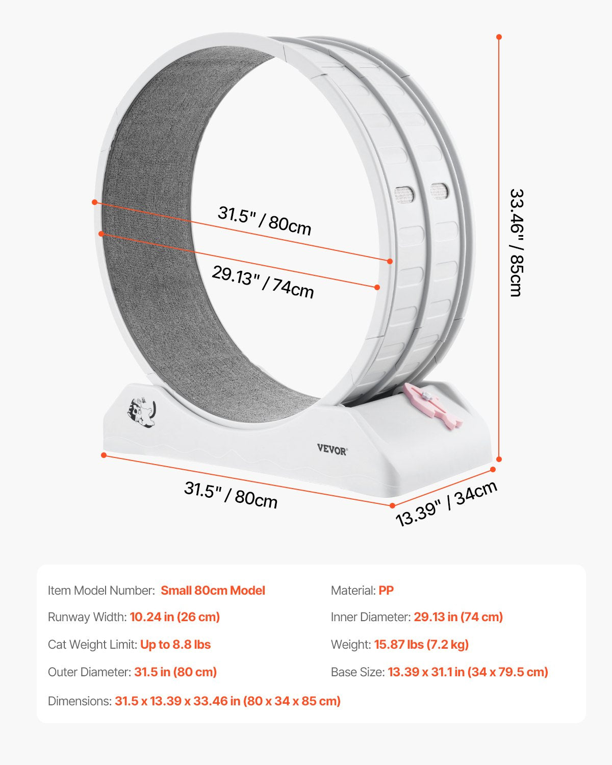 Kačių bėgimo ratas VEVOR Small 80cm, 80 cm skersmens