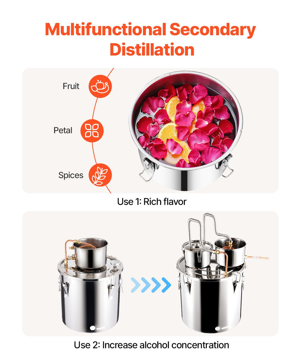 Alkoholio distiliavimo aparatas VEVOR DTDB-50L-U, 50 l