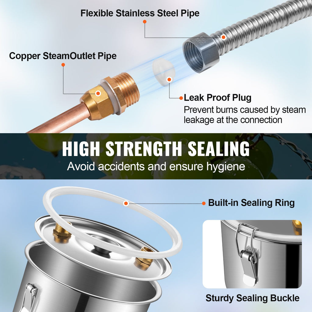 Alkoholio distiliavimo aparatas VEVOR DTDB-50L-U, 50 l