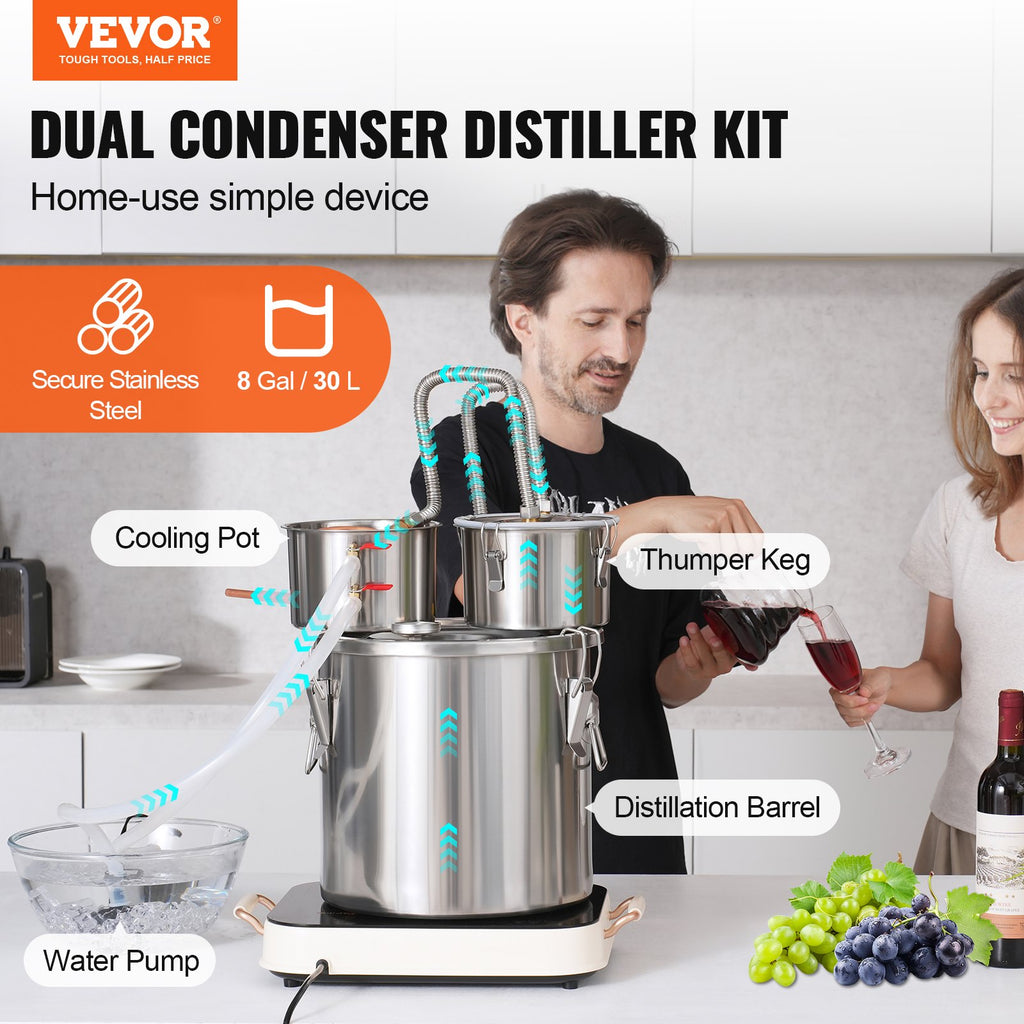 Distiliavimo aparatas VEVOR DTDB-30L-U, 30 l