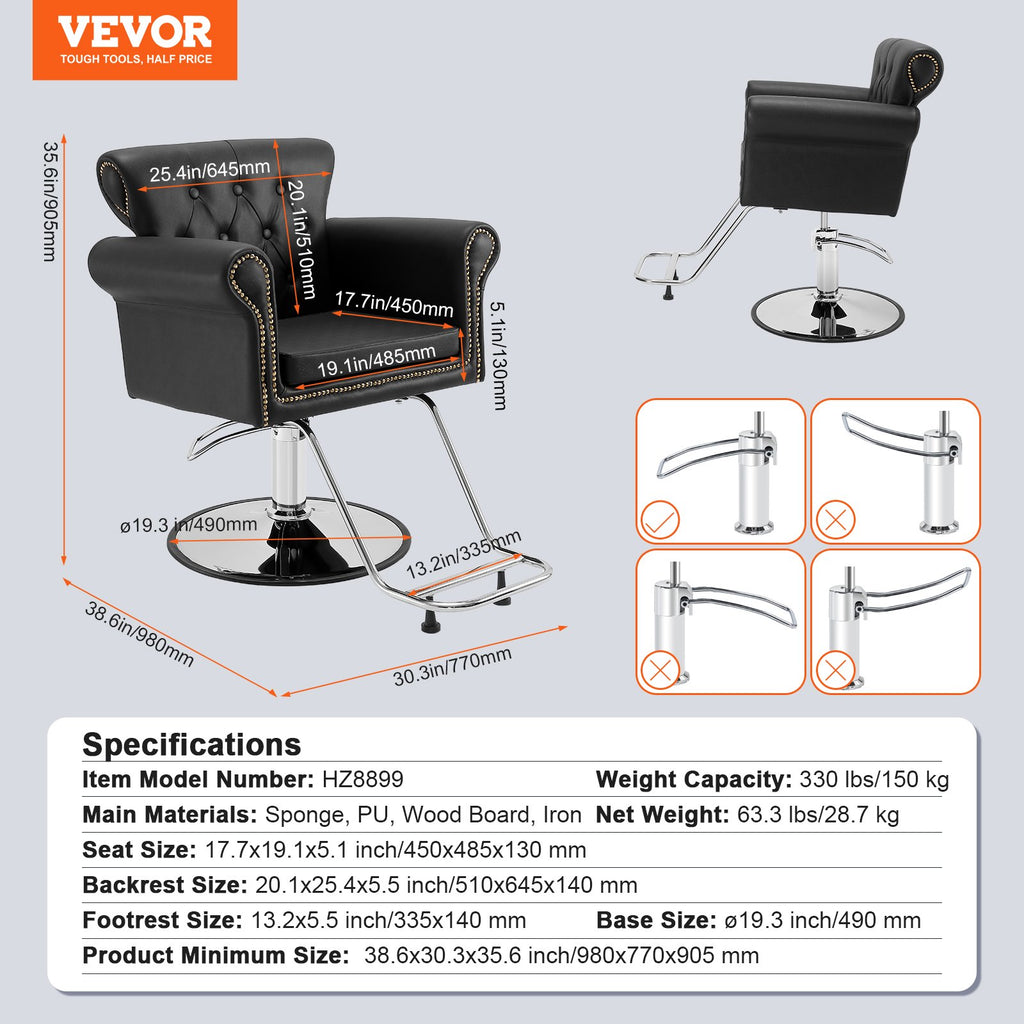 Kirpėjo kėdė VEVOR HZ8899, 150 kg apkrova