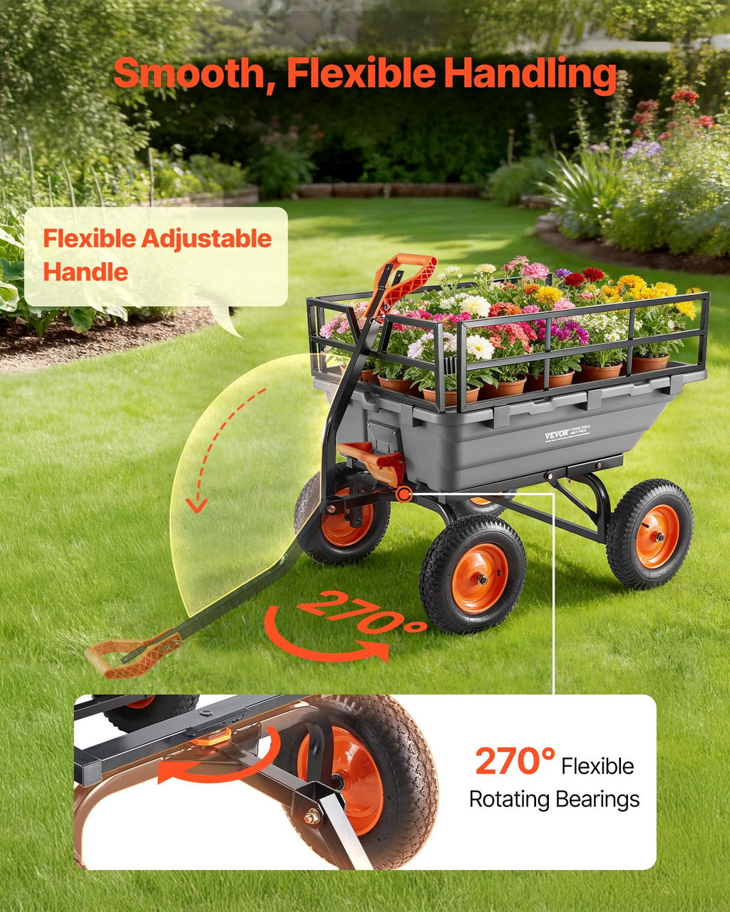 Sodo savivartis vežimėlis VEVOR TC4283, 680 kg