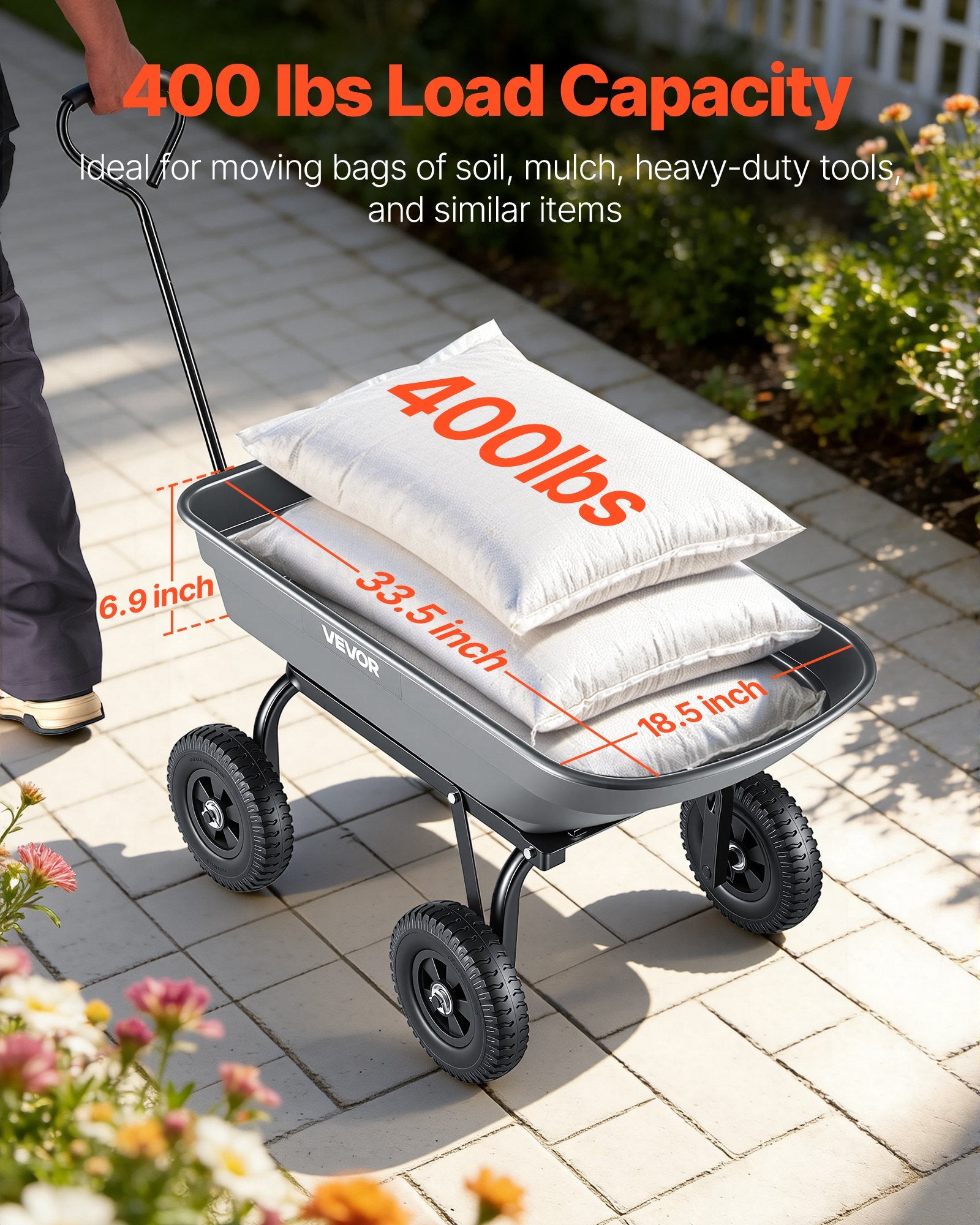Sodo vežimėlis VEVOR GC-018A, 181 kg keliamoji galia