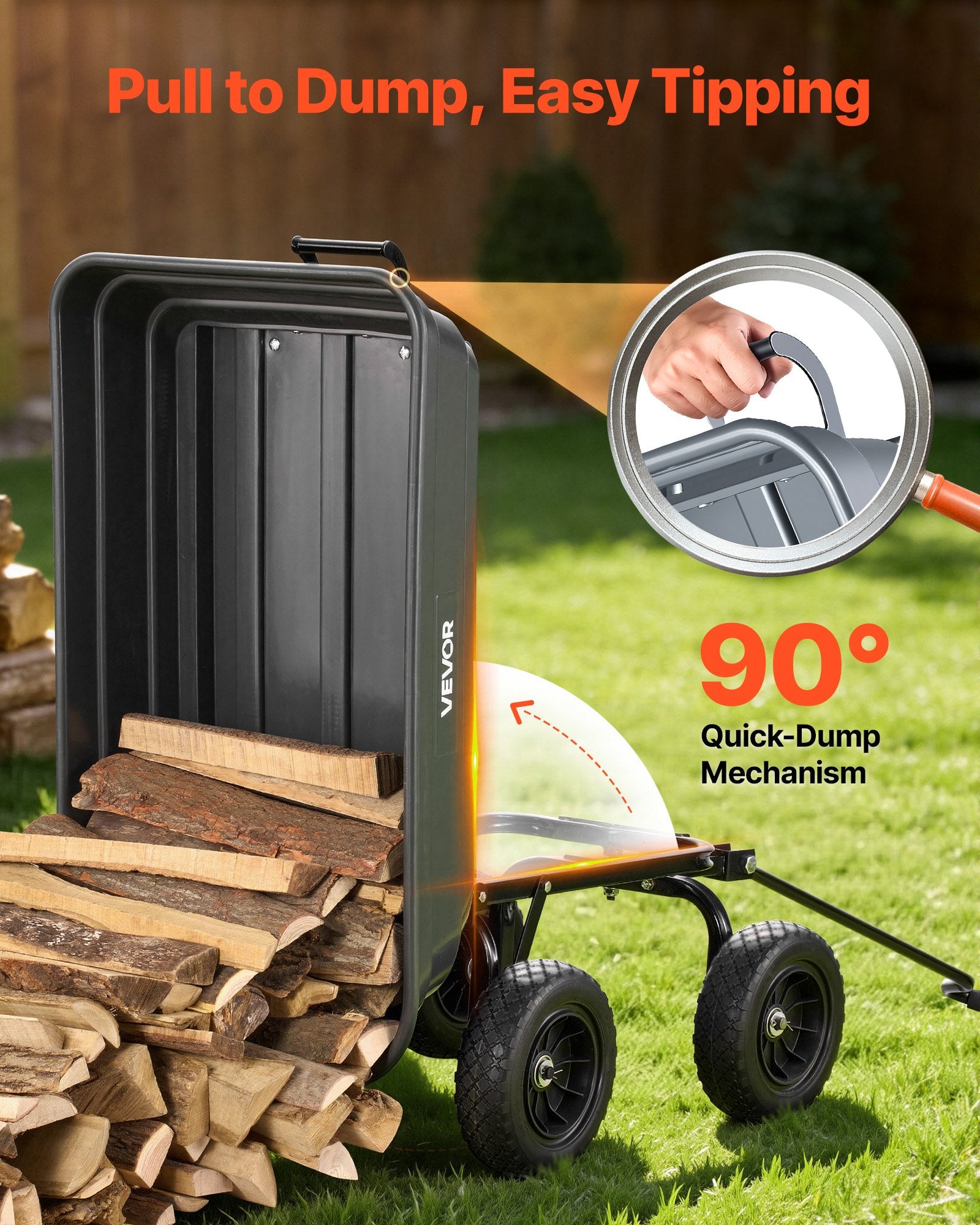 Sodo vežimėlis-savisvartis VEVOR GC-018C, 272 kg