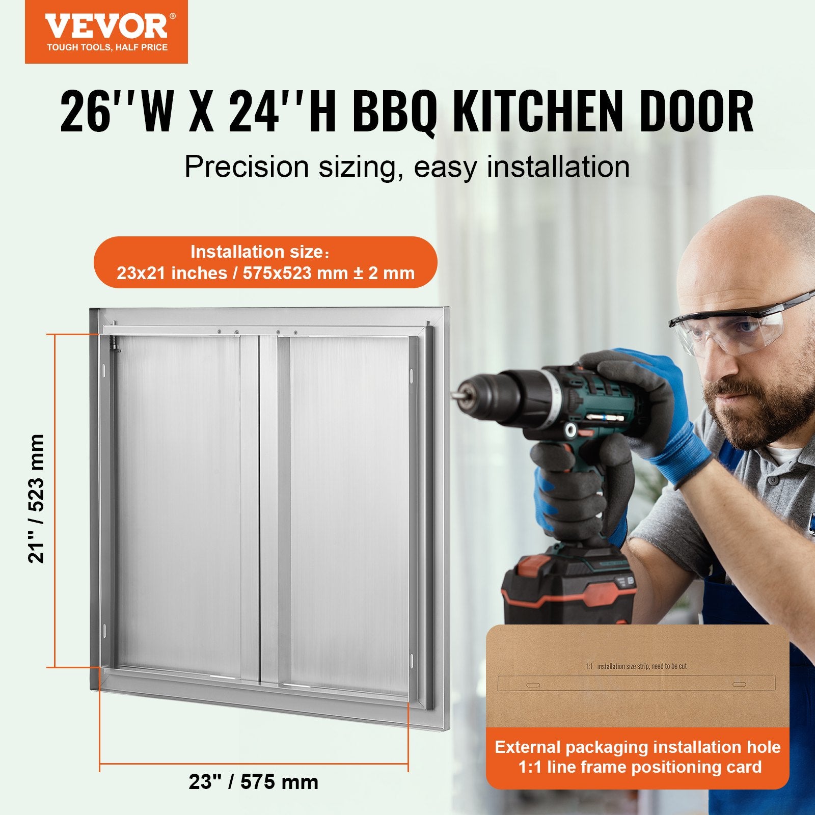 Lauko virtuvės durelės VEVOR BH-006, 660x610 mm