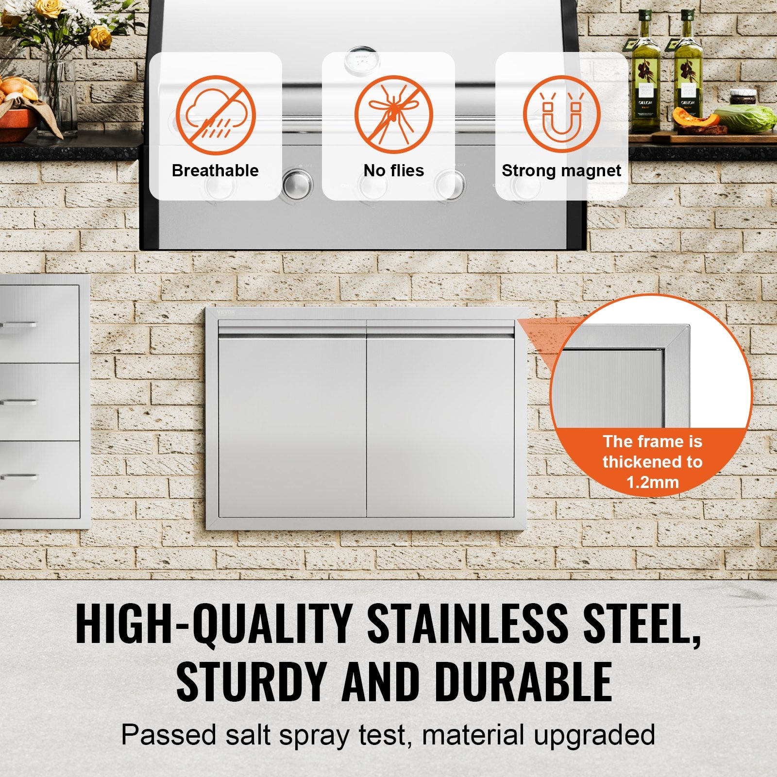 Lauko virtuvės durelės VEVOR BH-009, 762x532 mm