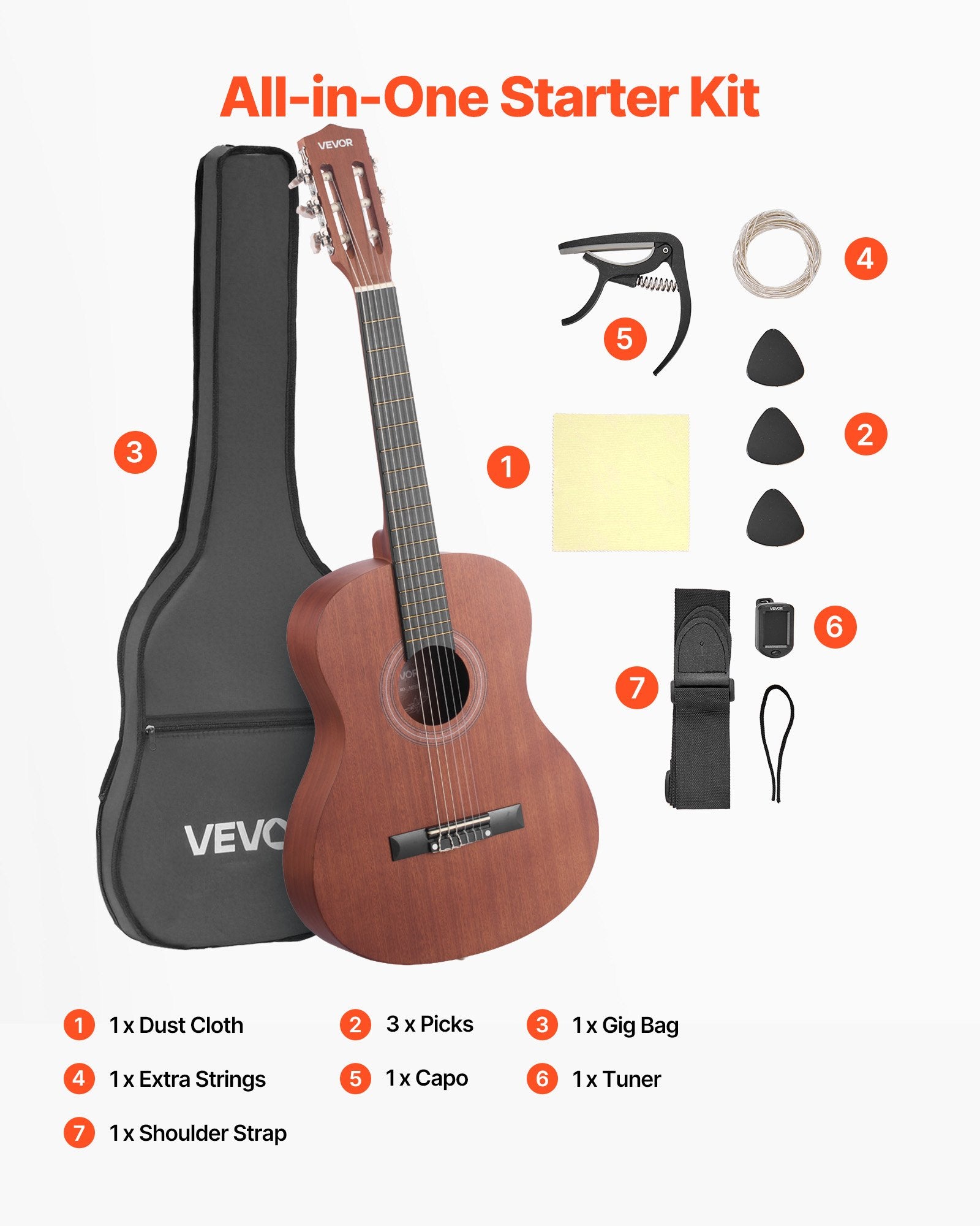 Klasikinė gitara VEVOR M5821, 900 mm