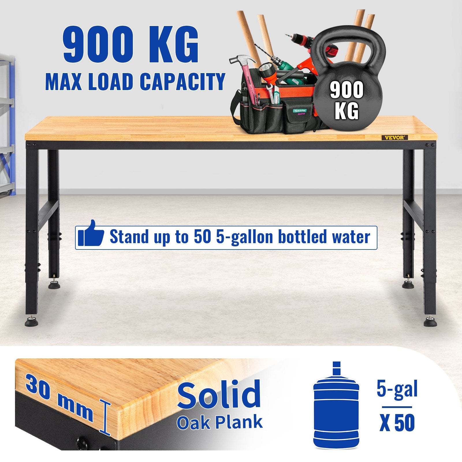 Reguliuojamo aukščio darbastalis VEVOR O5318, 900 kg keliamoji galia