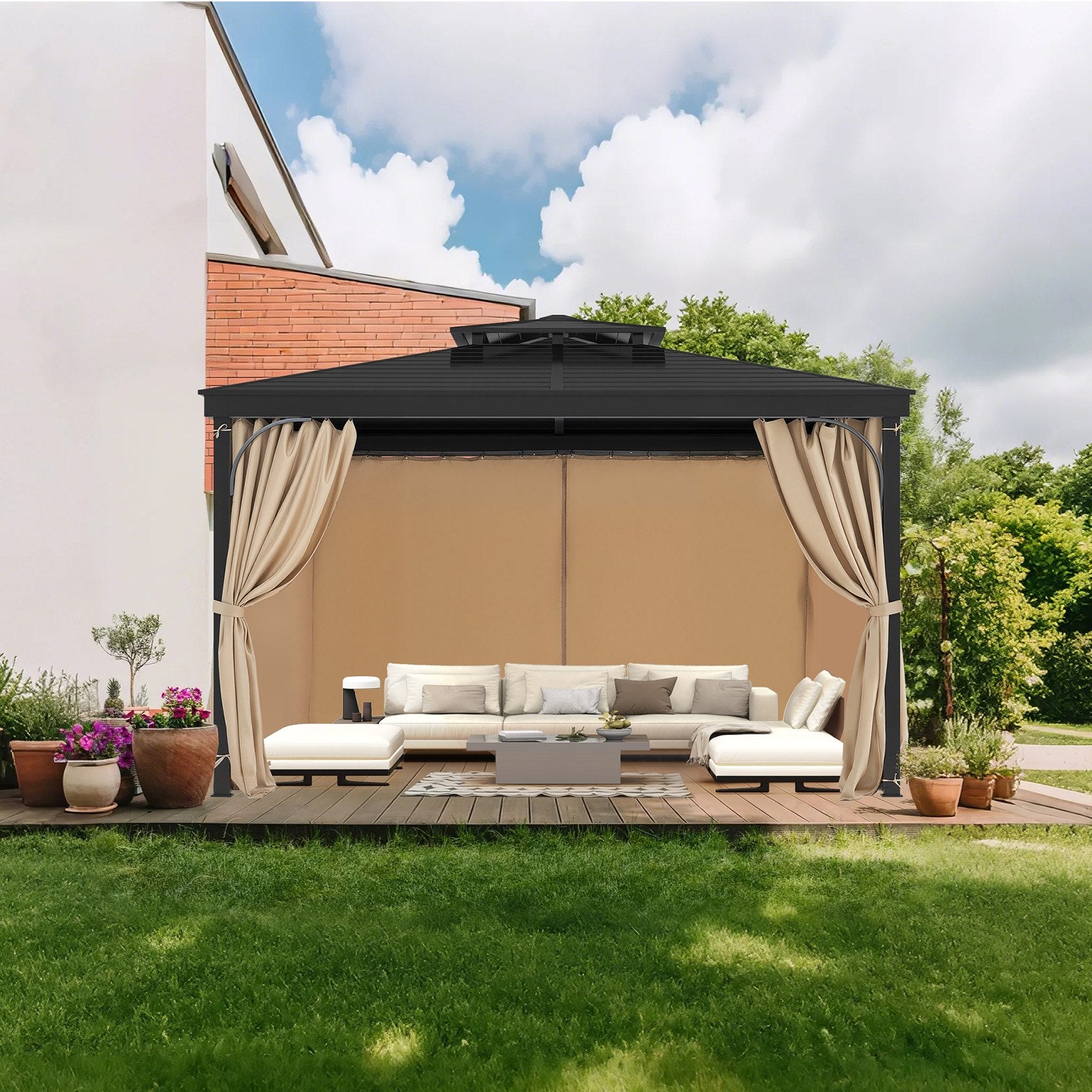 Pavėsinės užuolaidos VEVOR JDC-36LLBE, 3 x 3,6 m