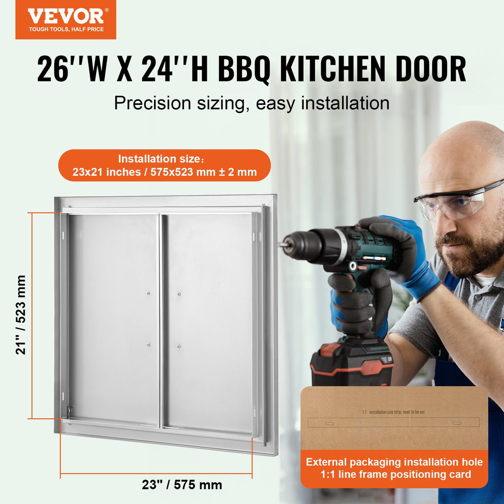 Lauko virtuvės durelės VEVOR BH-013, 660x609 mm