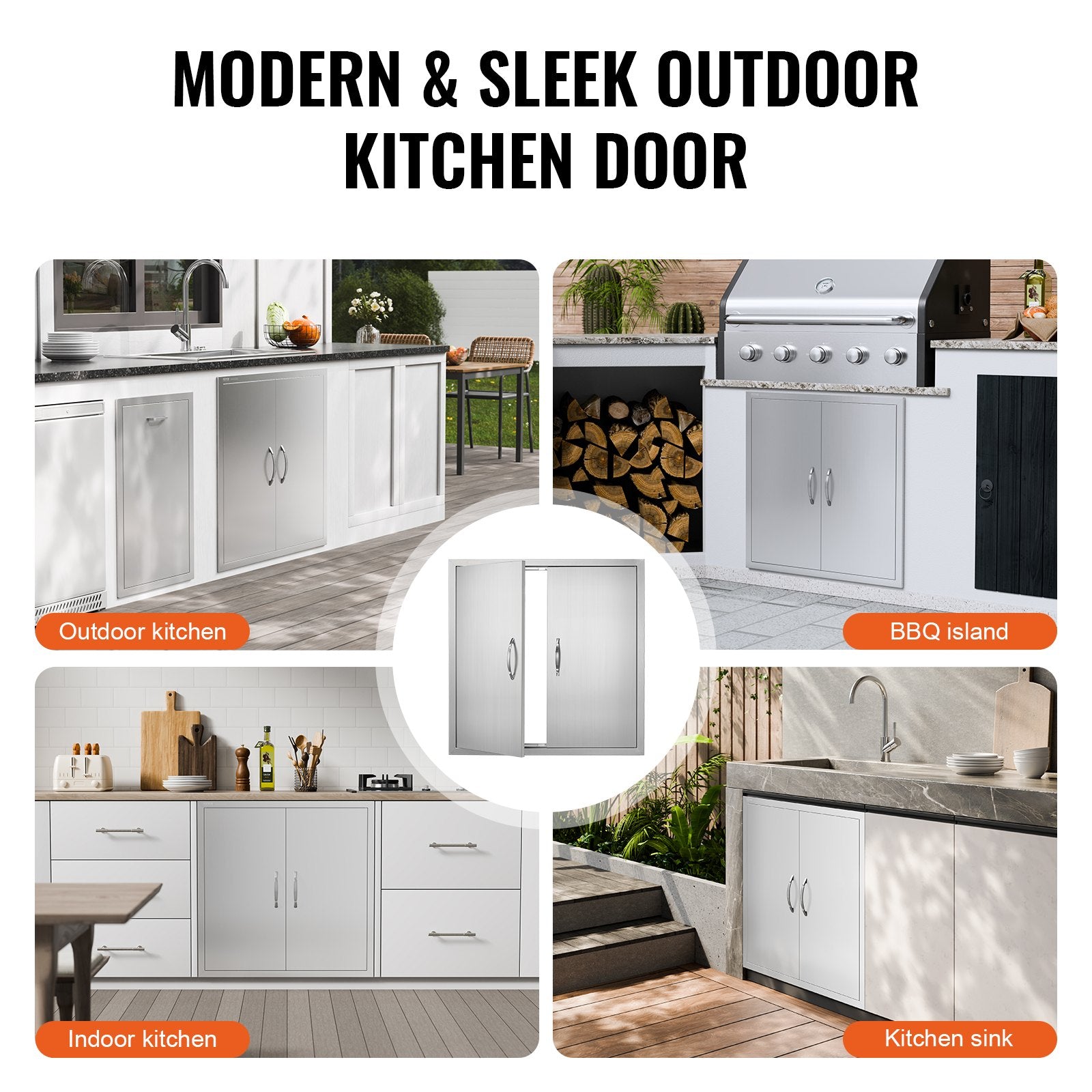 Lauko virtuvės durelės VEVOR B003S, 790x790 mm