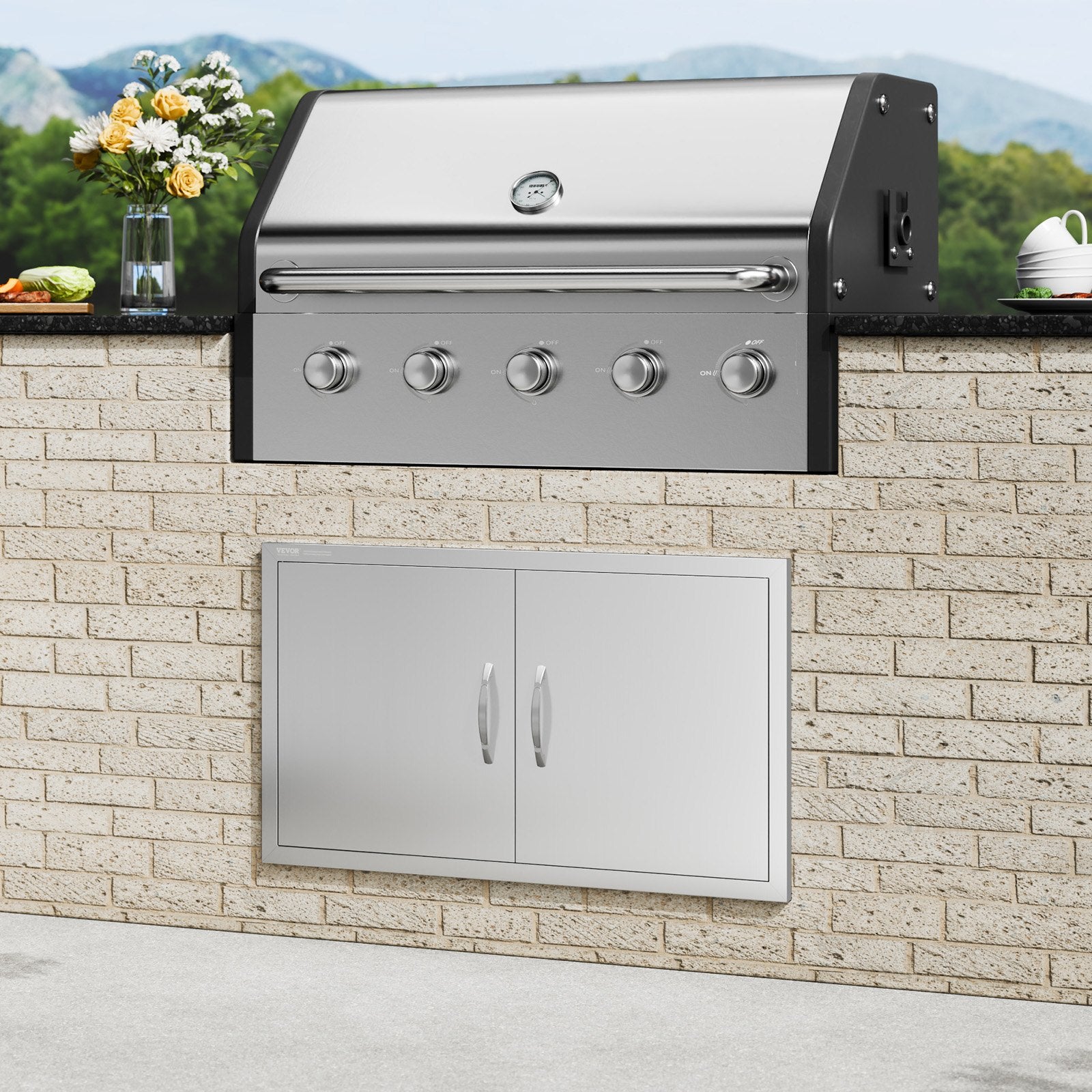 Lauko virtuvės durelės VEVOR B005S, 915x533 mm
