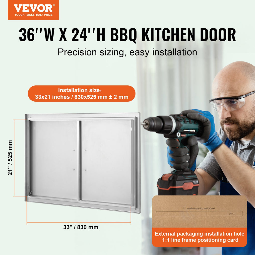 Lauko virtuvės durelės VEVOR B004S, 915x610 mm