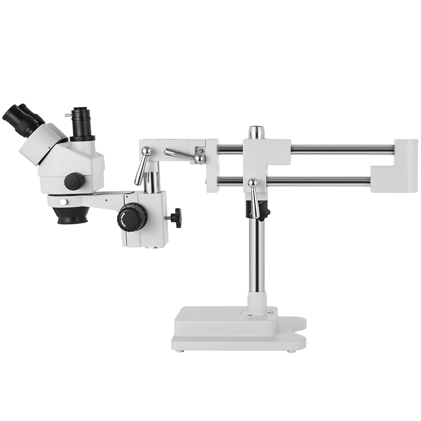 Trinokulinis stereo mikroskopas VEVOR 3.5X-90X, su dviguba alkūne