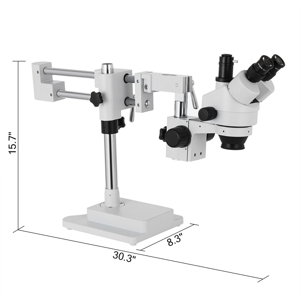 Trinokulinis stereo mikroskopas VEVOR 3.5X-90X, su dviguba alkūne