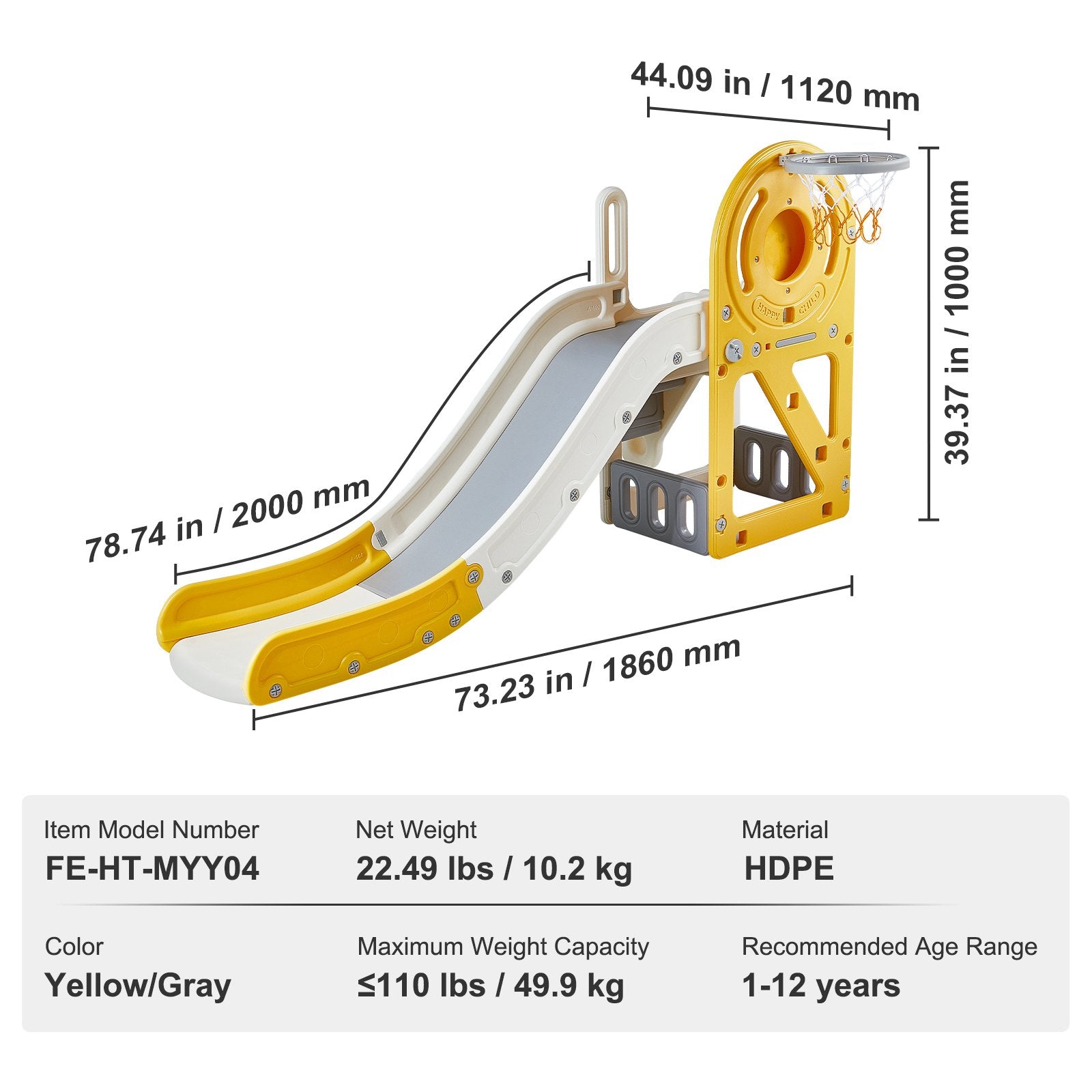Vaikiška čiuožykla VEVOR FE-HT-MYY04, iki 50 kg