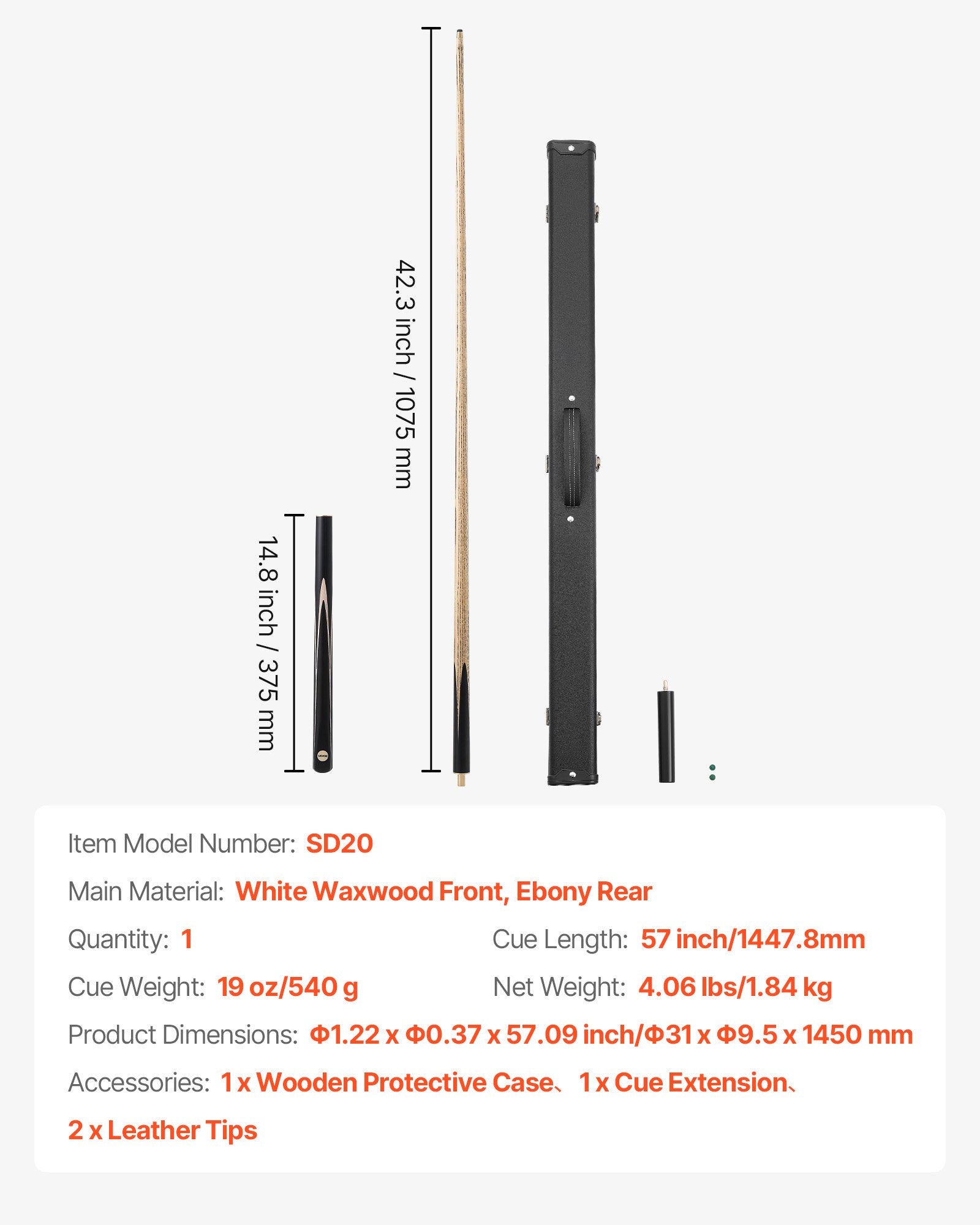 Biliardo lazda VEVOR SD20, 144,8 cm