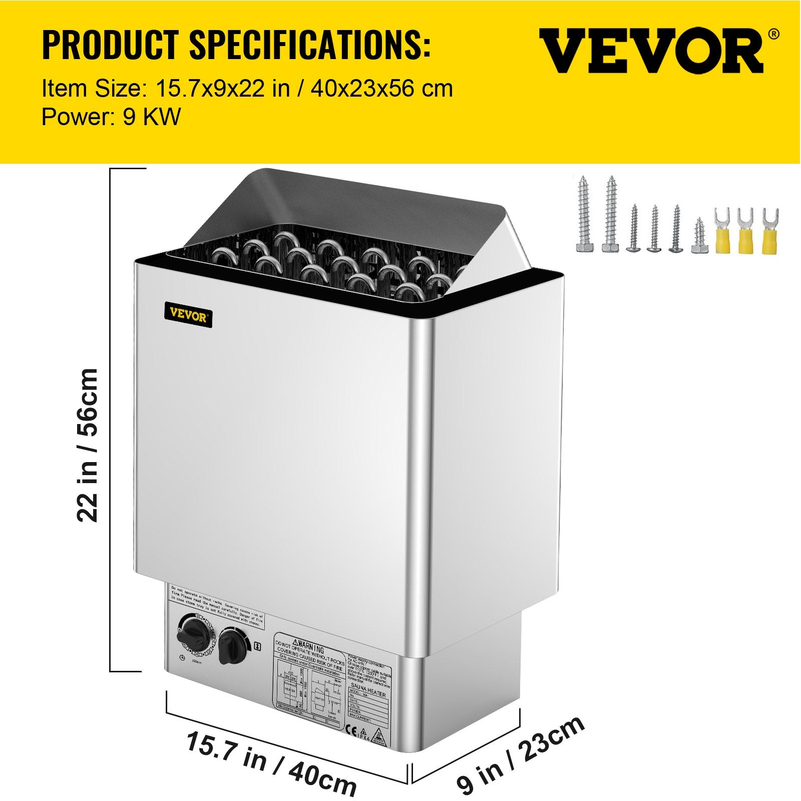Elektrinė pirties krosnelė VEVOR VV-SH-9KW, 9 kW