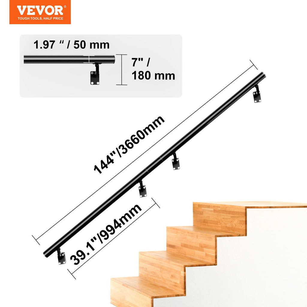 Sieninis laiptų turėklas VEVOR H8170-12, 3,66 m