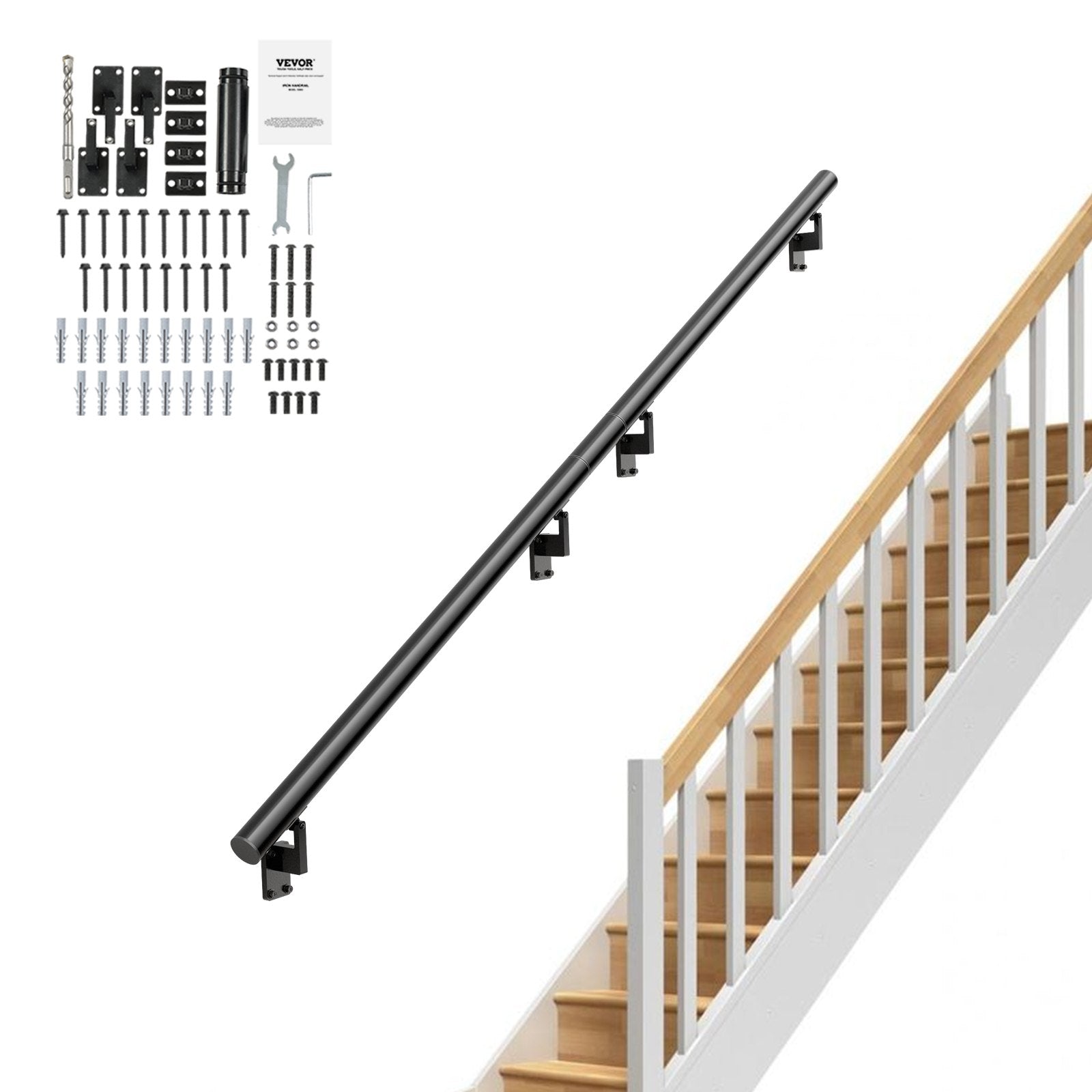 Sieninis laiptų turėklas VEVOR H8170-12, 3,66 m