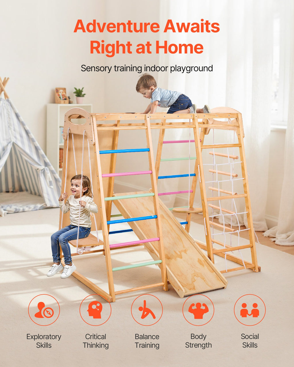 Vidaus žaidimų aikštelė VEVOR SX20211009, 9-in-1 Montessori rinkinys