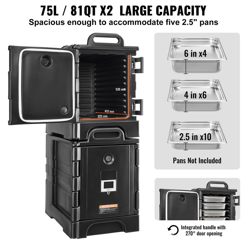 Termo konteineris maistui VEVOR BW-75, 2 vnt. po 75 l