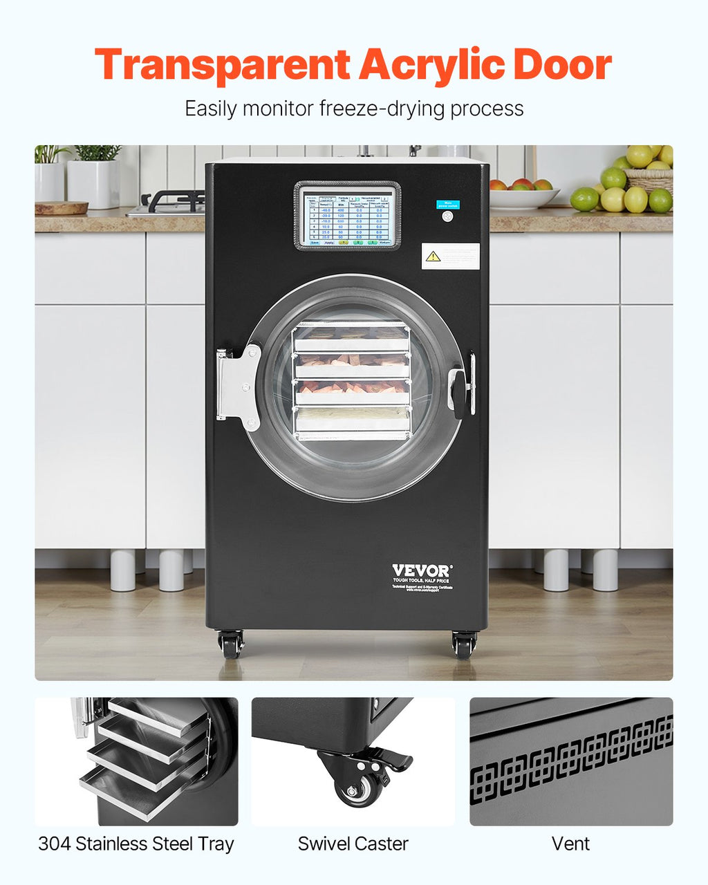 Maisto produktų šalčio džiovintuvas (liofilizatorius) VEVOR HFD-4, 4-6 kg talpa