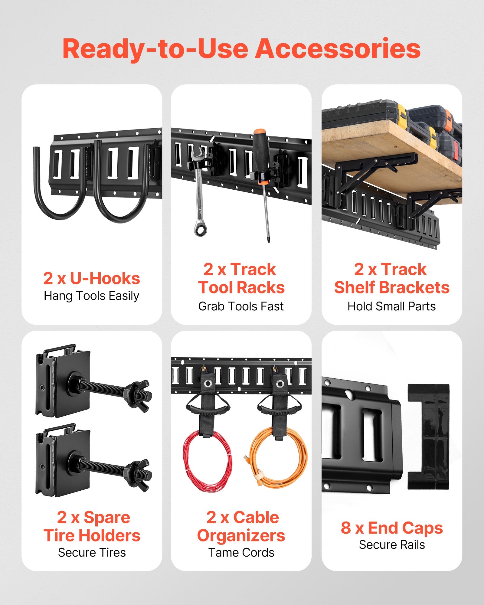 E-Track tvirtinimo bėgelių rinkinys VEVOR JC25-ETR-1.3FT19PCS, 19 dalių