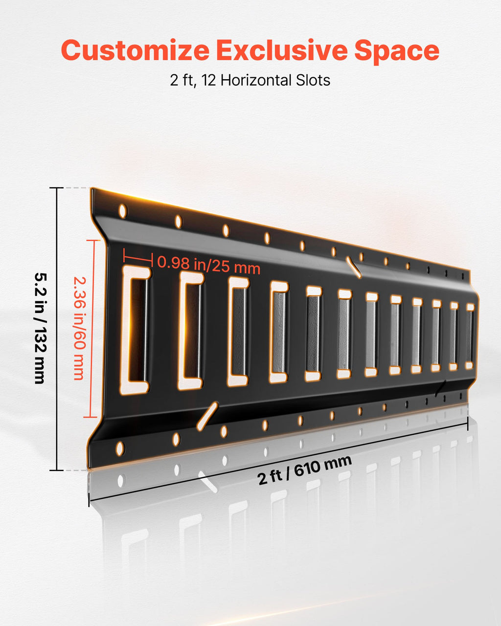 E-Track krovinių tvirtinimo bėgelių komplektas VEVOR JC25-ETR-2FT20PCS, 4 vnt. po 0,6 m