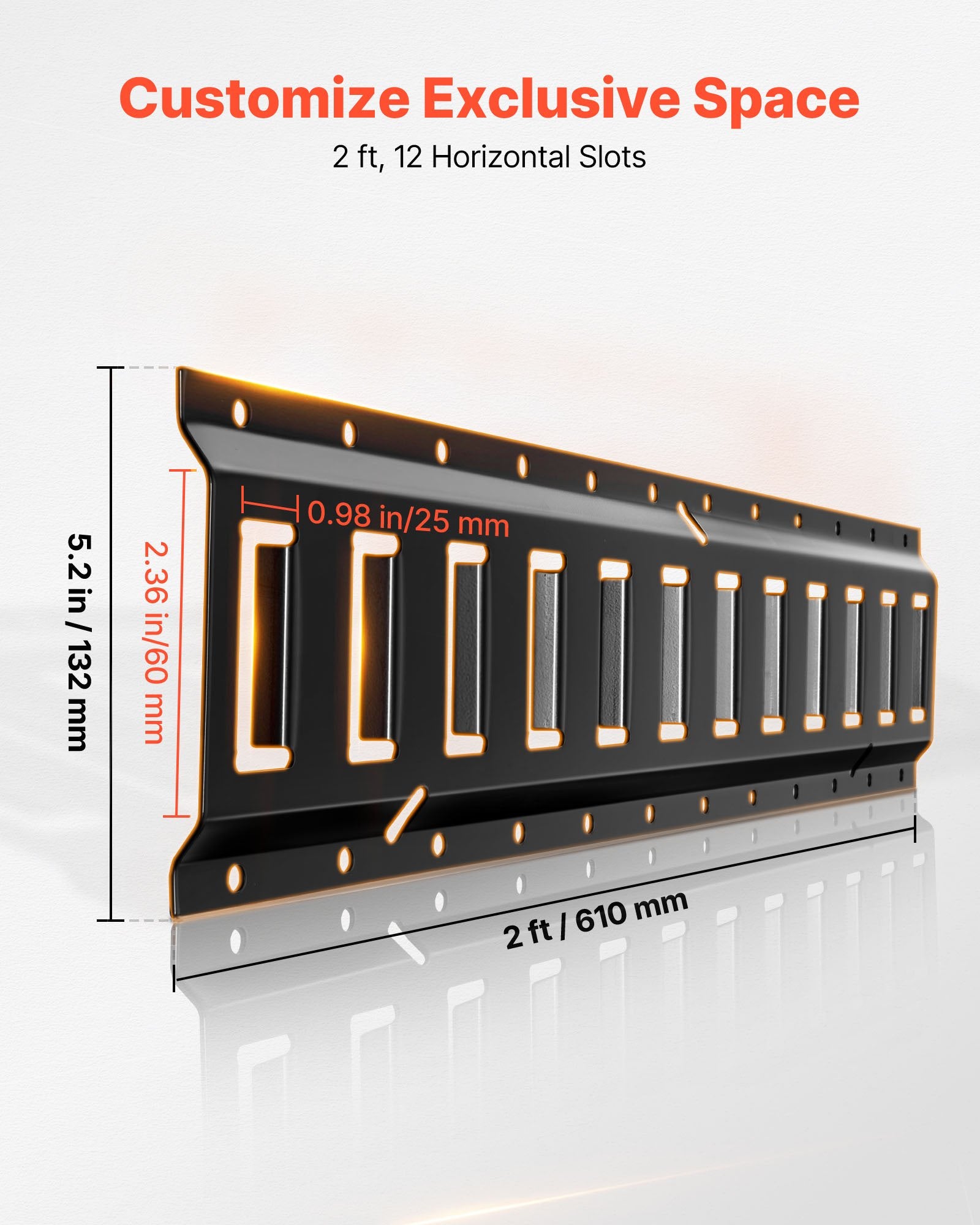 E-Track krovinių tvirtinimo bėgelių komplektas VEVOR JC25-ETR-2FT20PCS, 4 vnt. po 0,6 m