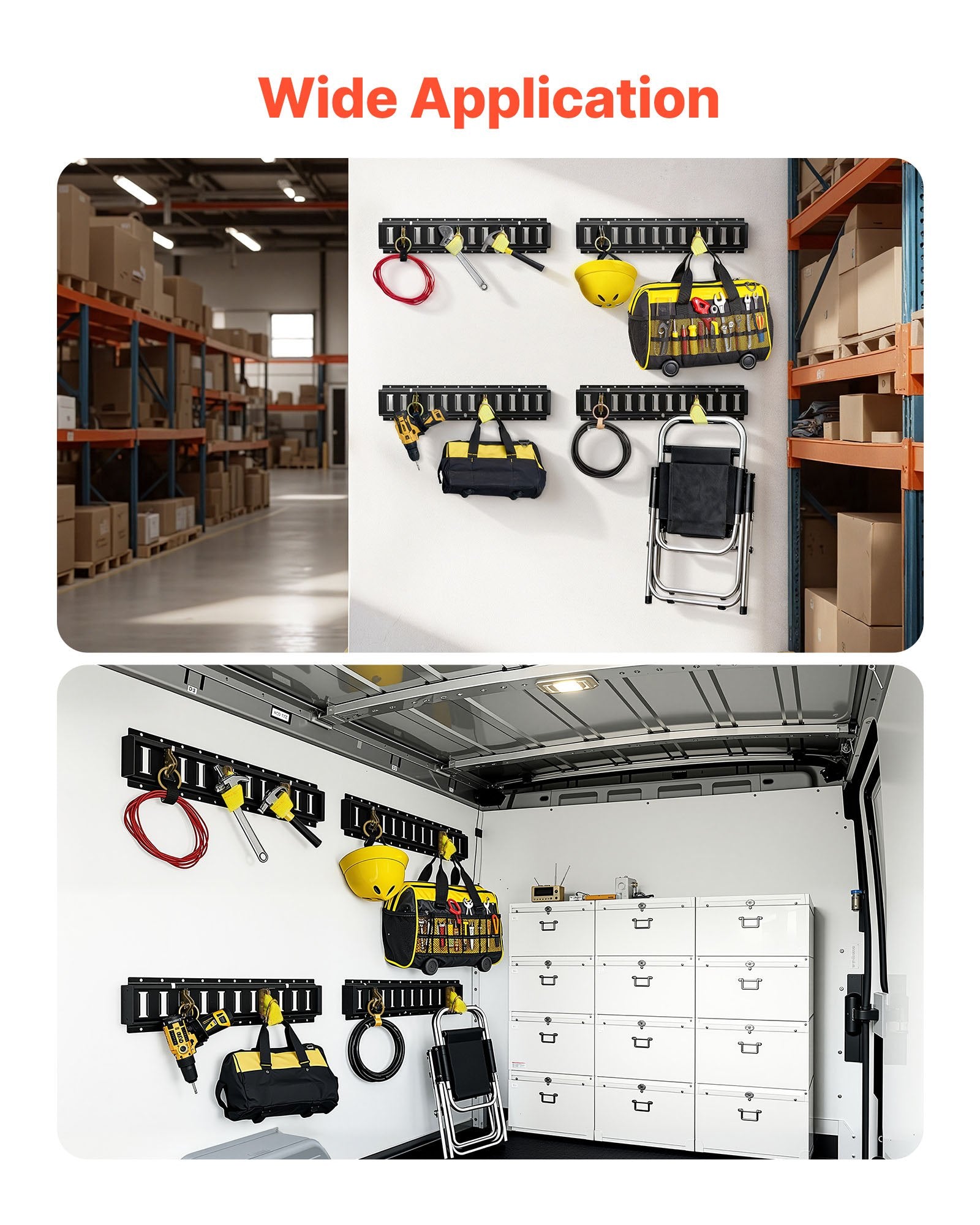 E-Track krovinių tvirtinimo bėgelių komplektas VEVOR JC25-ETR-2FT20PCS, 4 vnt. po 0,6 m