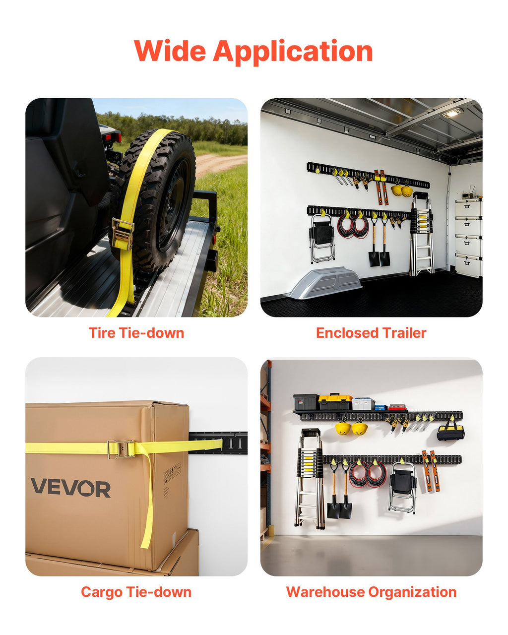 E-Track tvirtinimo bėgelių rinkinys VEVOR JC25-ETR-7.7FT26PCS, 2,3 m