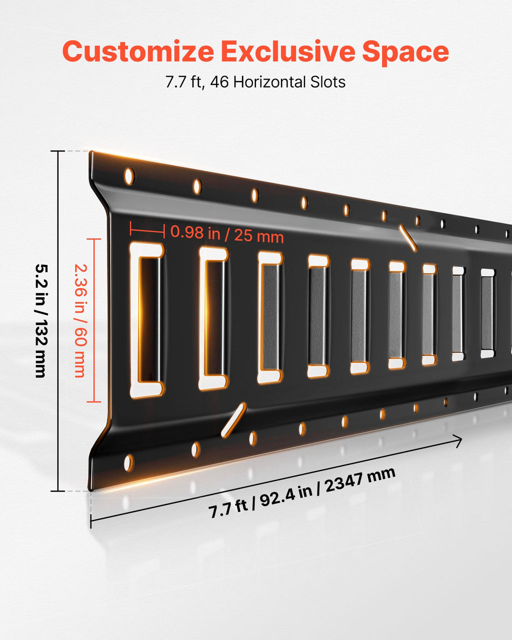 Krovinio tvirtinimo bėgeliai VEVOR JC25-ETR-7.7FT, 2,3 m, 4 vnt.