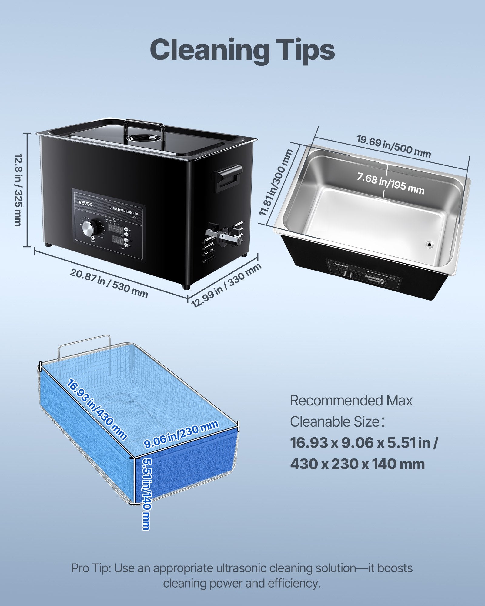 Ultragarsinė valyklė VEVOR 30L, 30 l talpa