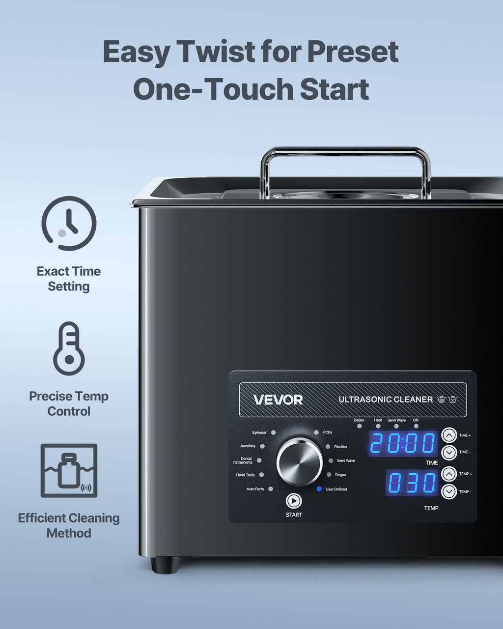 Ultragarsinė vonelė VEVOR 10L, 40kHz