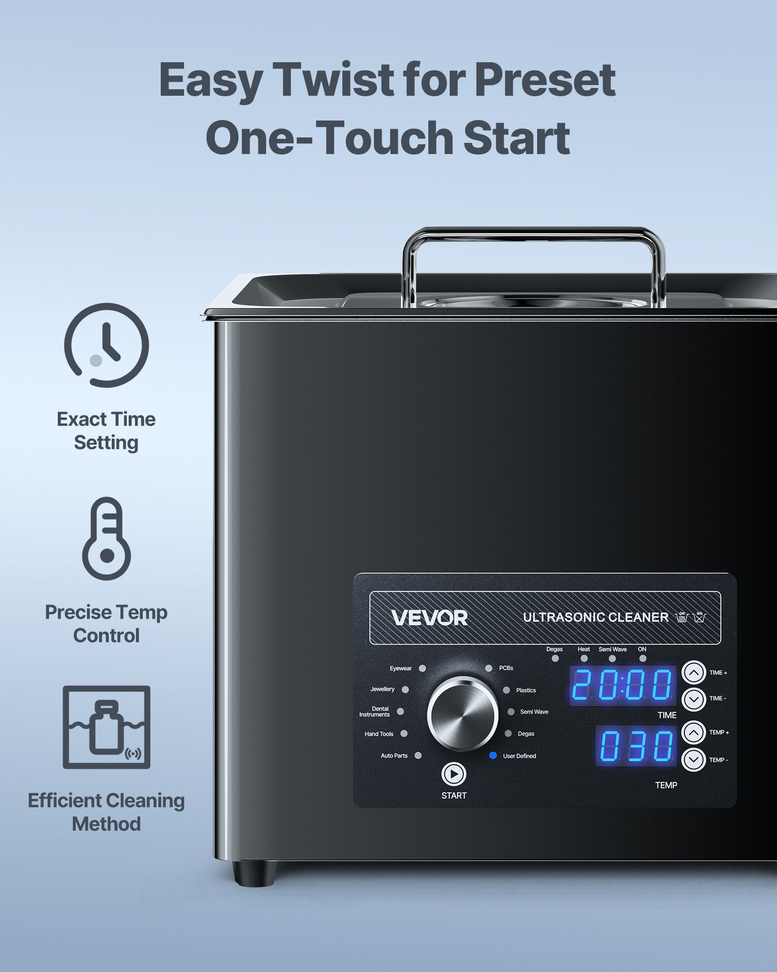 Ultragarsinė vonelė VEVOR 10L, 40kHz