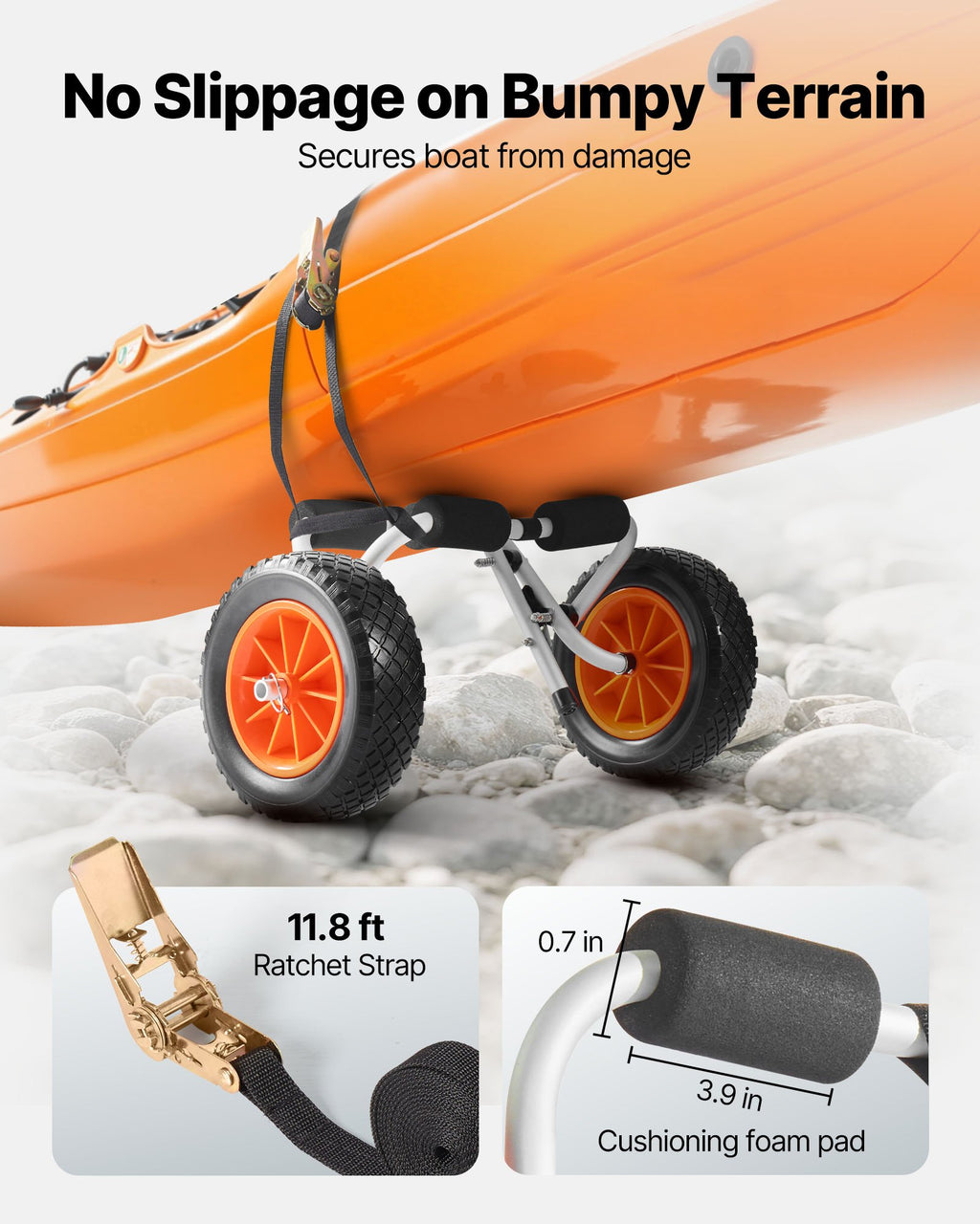 Baidarių vežimėlis VEVOR JH001, 90 kg keliamoji galia