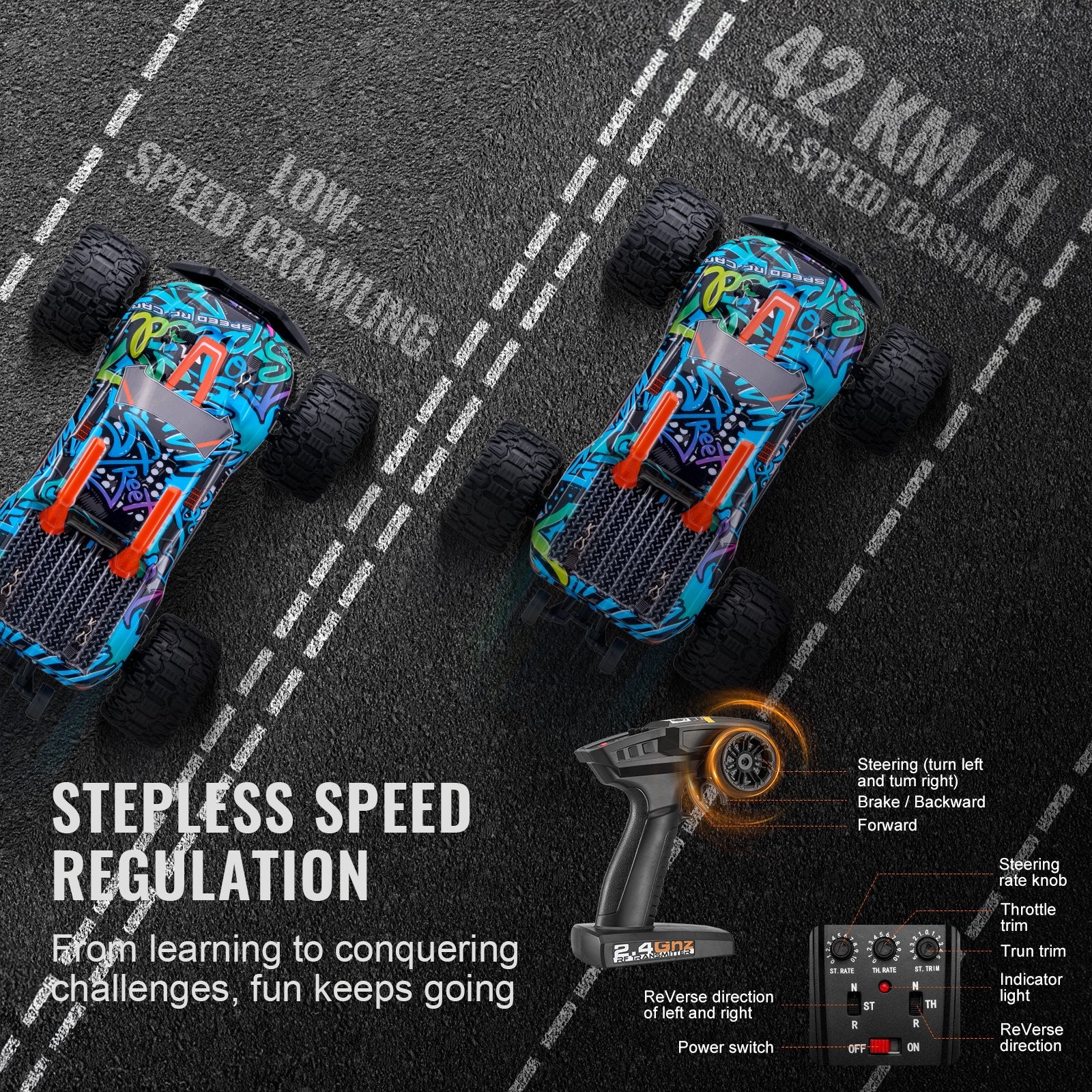 Nuotolinio valdymo automobilis VEVOR 002E, 42 km/h